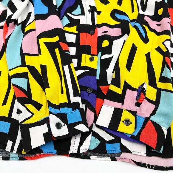 VTG Big Dart Womens Top Size US 10 Geometric Pop Art 90s Retro Maximalist Rayon - Picture 8 of 11